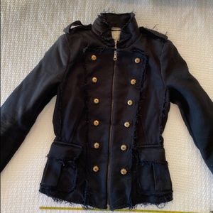 Zara Black Frayed Utility Jacket